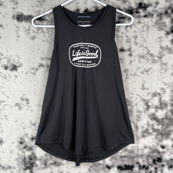 Life Is Good Tank Top Womens Size Small Black Active Logo Casual Beach Comfort - Picture 1 of 7